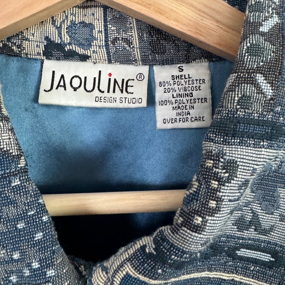 Vintage Blue Tapestry Snap Button Jacket - Picture 8 of 11